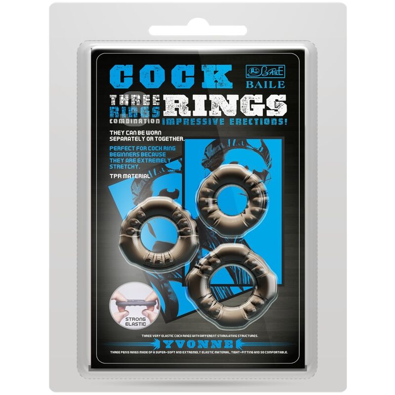 BAILE - COCK RINGS YVONNE SET 3 ANILLOS PENE - Imagen 4
