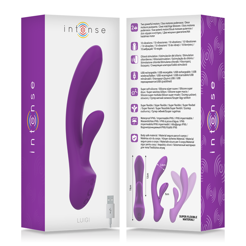 INTENSE - LUIGI VIBRADOR RABBIT SILICONA LIQUIDA MORADO - Imagen 7
