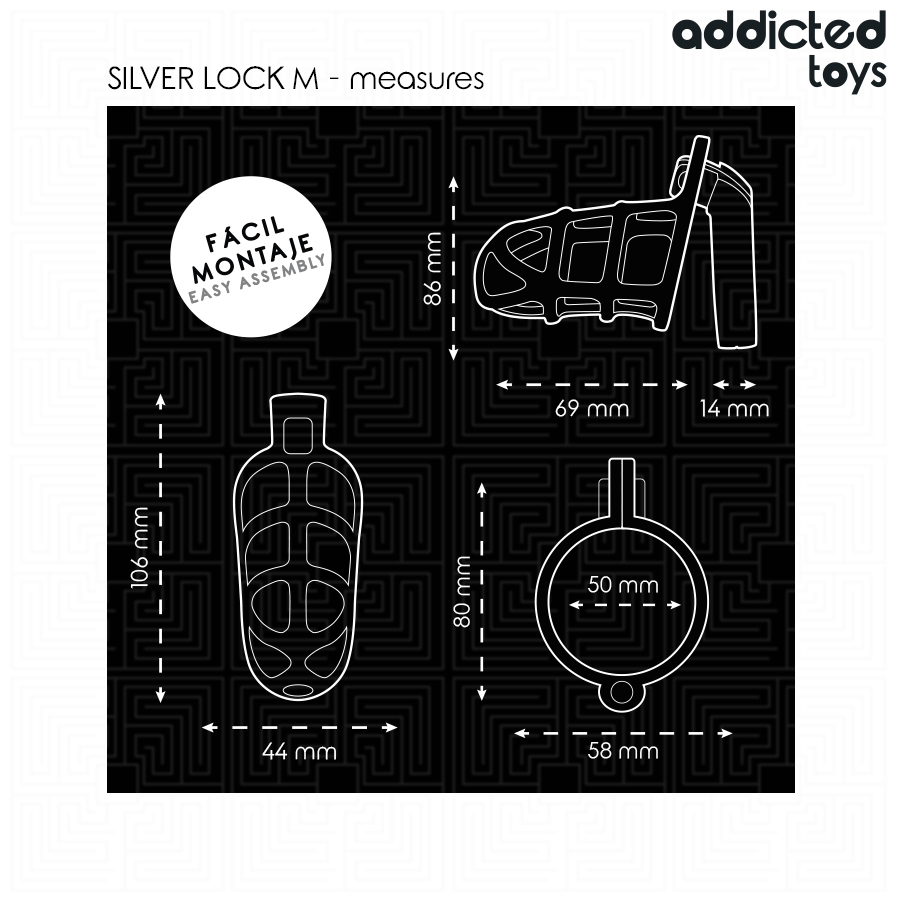 ADDICTED TOYS LOCKED - SILVER LOCK JAULA PARA PENE DE METAL TALLA M - Imagen 5