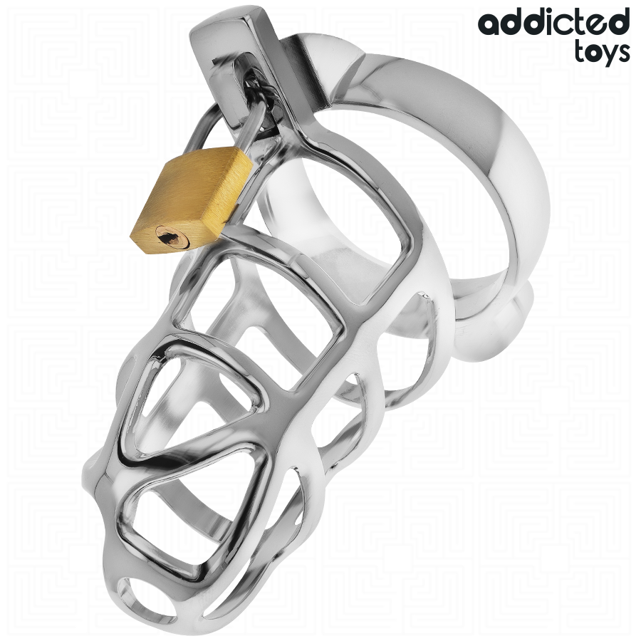 ADDICTED TOYS LOCKED - SILVER LOCK JAULA PARA PENE DE METAL TALLA M - Imagen 2